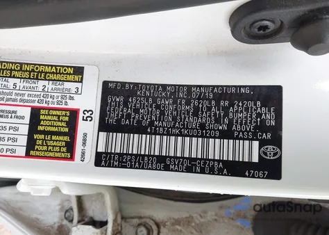 2019 Toyota Camry Xse/Xle z USA, uszkodzony, nr VIN 4T1BZ1HK1KU031209